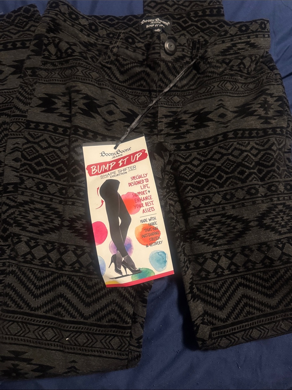 Boom Boom Jeans Black & Gray Aztec Leggings